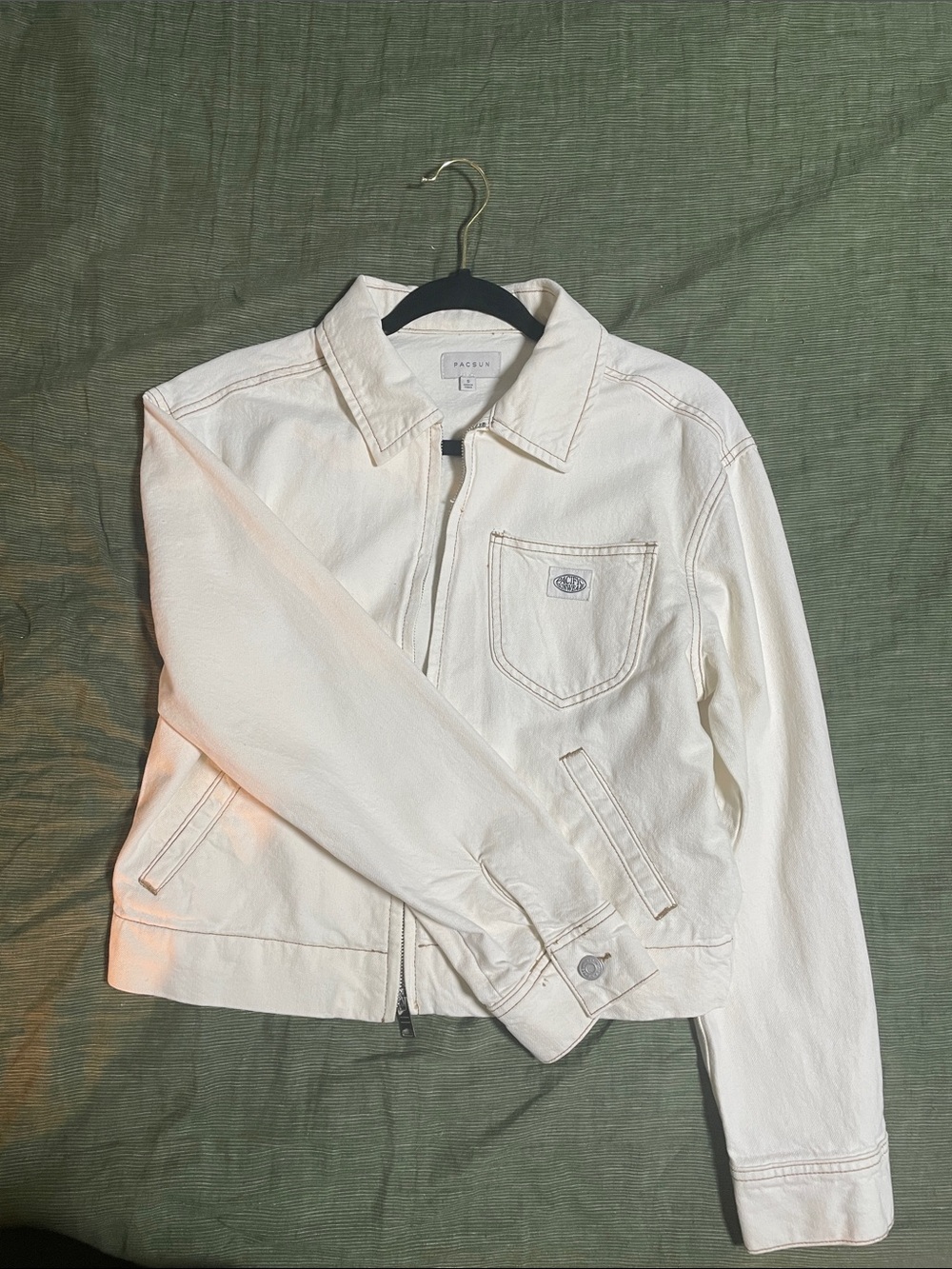 PacSun Women's Cream Zip-Front Jacket